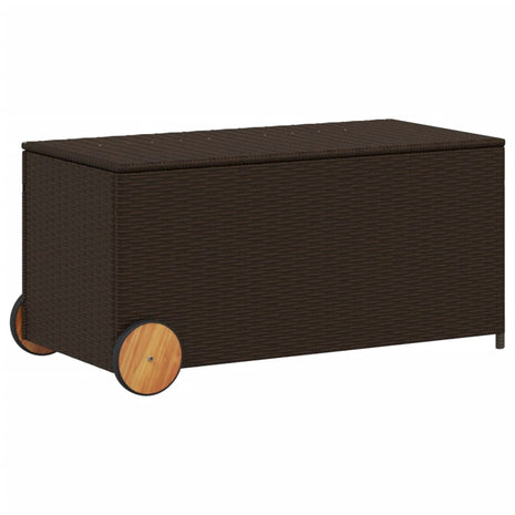 Tuinbox met wielen 190 L poly rattan bruin