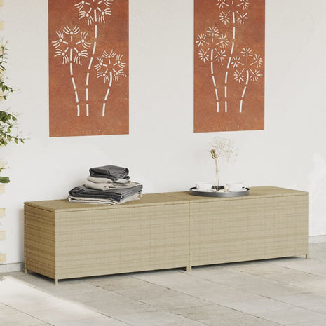 Tuinbox met wielen 469 L poly rattan gemengd beige