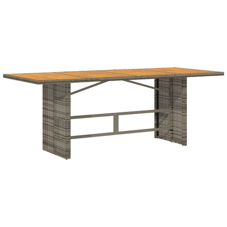 Tuintafel met acaciahouten blad 190x80x74 cm poly rattan grijs