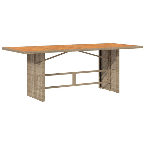 Tuintafel met acaciahouten blad 190x80x74 cm poly rattan beige