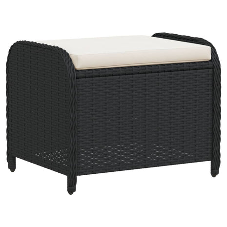 Tuinkruk met kussen 58x46x46 cm poly rattan zwart