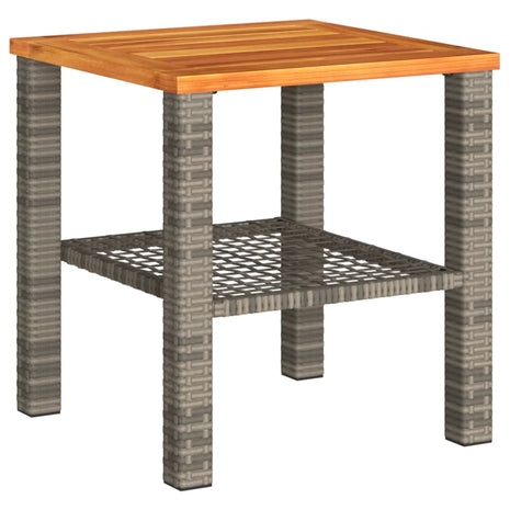 Tuintafel 40x40x42 cm poly rattan en acaciahout grijs