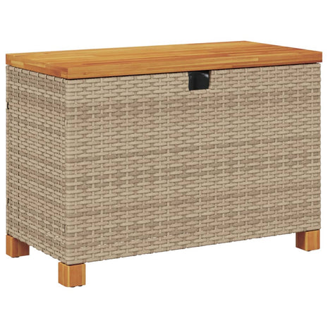 Tuinbox 80x40x48 cm poly rattan en acaciahout beige