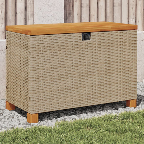 Tuinbox 80x40x48 cm poly rattan en acaciahout beige