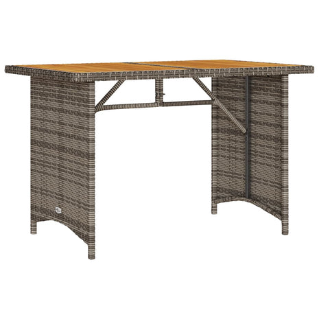 Tuintafel met houten blad 110x68x70 cm poly rattan grijs