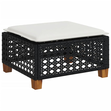 Tuinkruk met kussen 63,5x56x32 cm poly rattan zwart