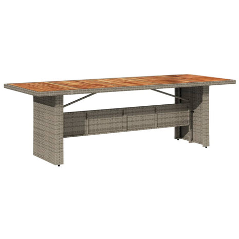 Tuintafel met acaciahouten blad 240x90x75 cm poly rattan grijs