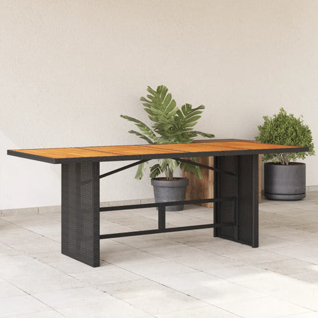 Tuintafel met acaciahouten blad 190x80x75 cm poly rattan zwart