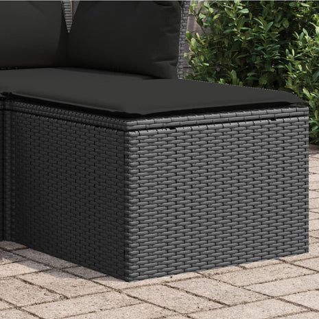 Tuinkruk met kussen 55x55x37 cm poly rattan zwart