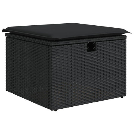 Tuinkruk met kussen 55x55x37 cm poly rattan zwart