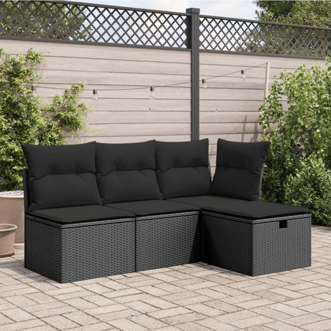 Tuinkruk met kussen 55x55x37 cm poly rattan zwart