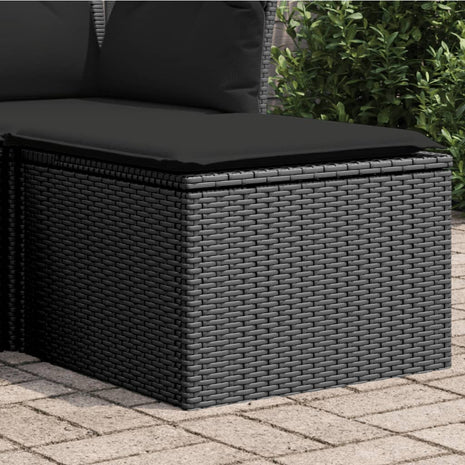 Tuinkruk met kussen 55x55x37 cm poly rattan zwart