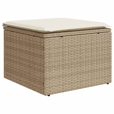 Tuinkruk met kussen 55x55x37 cm poly rattan beige