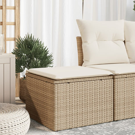 Tuinkruk met kussen 55x55x37 cm poly rattan beige