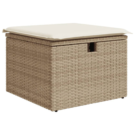 Tuinkruk met kussen 55x55x37 cm poly rattan beige