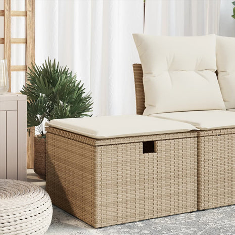 Tuinkruk met kussen 55x55x37 cm poly rattan beige