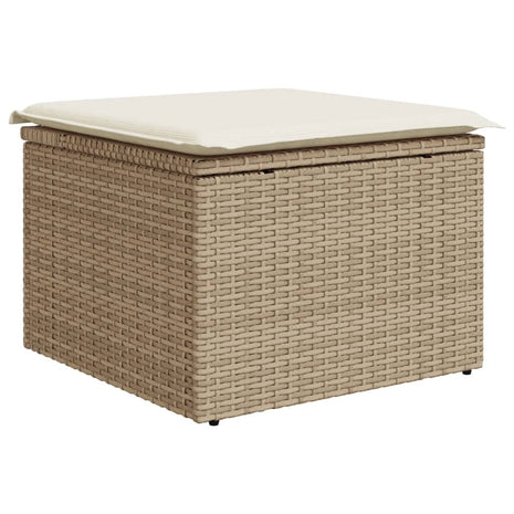 Tuinkruk met kussen 55x55x37 cm poly rattan beige