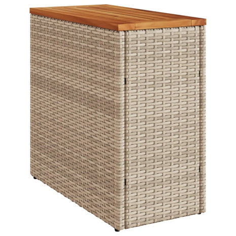 Tuinbijzettafel met houten blad 58x27,5x55 cm poly rattan beige