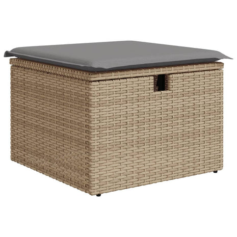 Tuinkruk met kussen 55x55x37 cm poly rattan beige