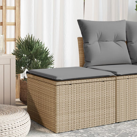 Tuinkruk met kussen 55x55x37 cm poly rattan beige