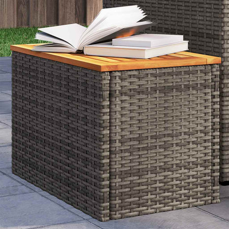 Tuinbijzettafels 2 st 55x34x37 cm poly rattan en hout grijs