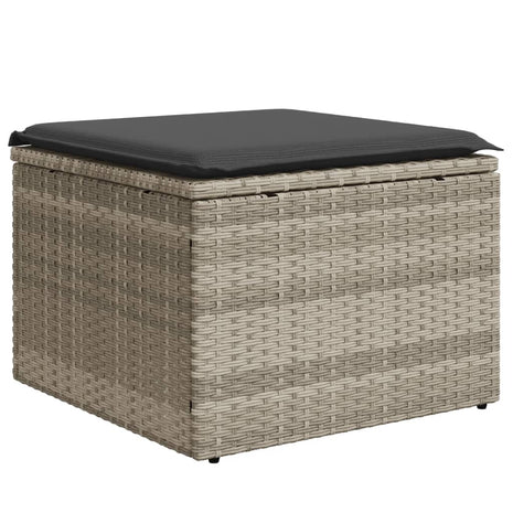 Tuinkruk met kussen 55x55x37 cm poly rattan lichtgrijs