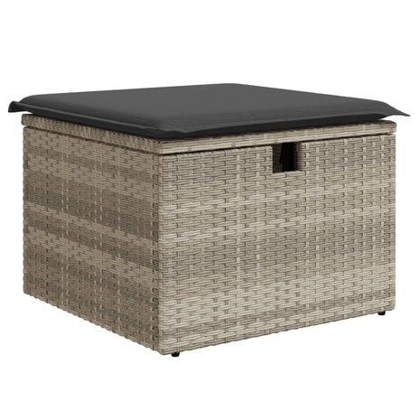 Tuinkruk met kussen 55x55x37 cm poly rattan lichtgrijs