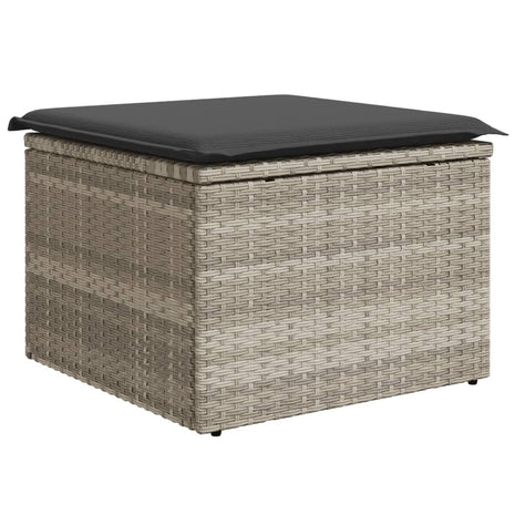 Tuinkruk met kussen 55x55x37 cm poly rattan lichtgrijs