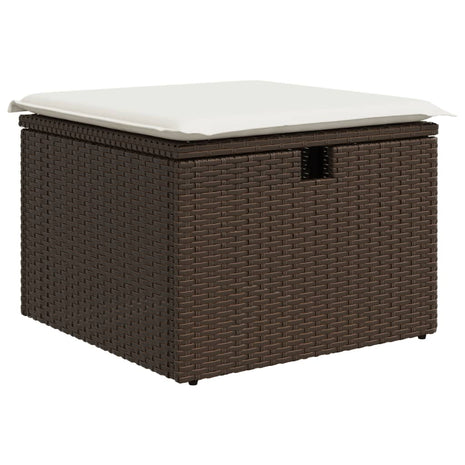 Tuinkruk met kussen 55x55x37 cm poly rattan bruin