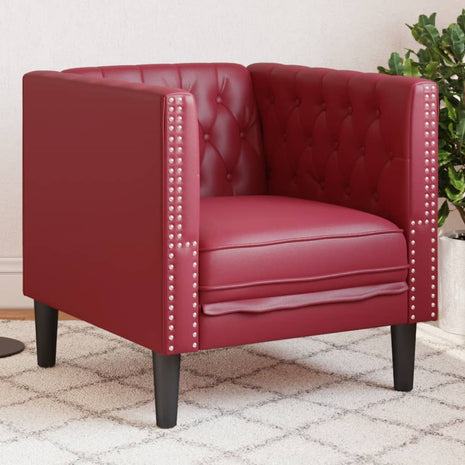 Fauteuil Chesterfield-stijl kunstleer wijnrood