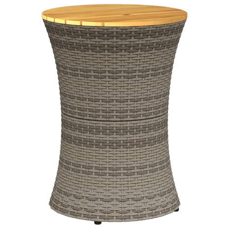 Tuinbijzettafel trommelvormig poly rattan en massief hout grijs