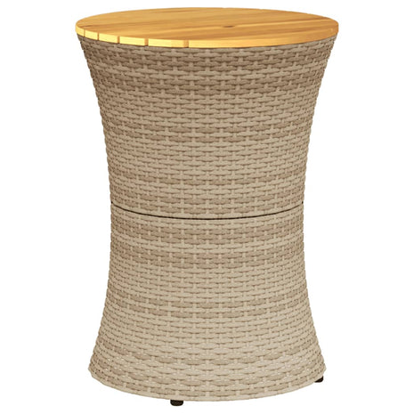 Tuinbijzettafel trommelvormig poly rattan en massief hout beige