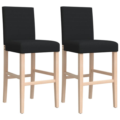 Barstoelen 2 st massief rubberhout en stof