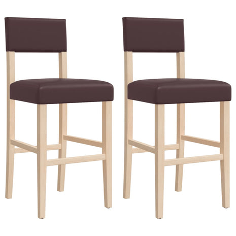 Barstoelen 2 st massief rubberhout en kunstleer