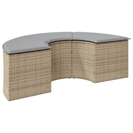 Tuinvoetenbank met kussen poly rattan beige