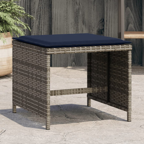 Tuinkrukken 4 st met kussens 40x40x35 cm poly rattan grijs