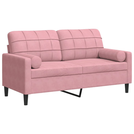 Tweezitsbank met sierkussens 140 cm fluweel roze