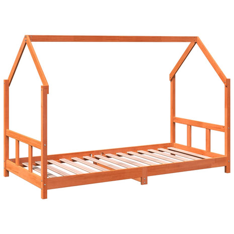 Kinderbedframe massief grenenhout wasbruin 90x190 cm