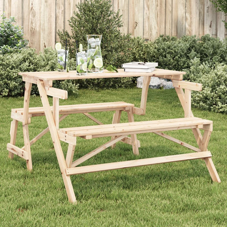 Picknicktafel met banken 2-in-1 ombouwbaar massief vurenhout