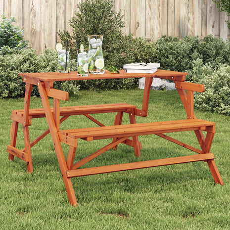 Picknicktafel met banken 2-in-1 ombouwbaar massief vurenhout