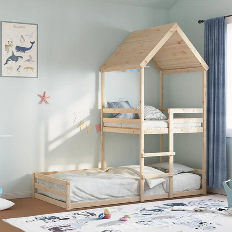 Stapelbedframe zonder matras massief grenenhout 90x190 cm