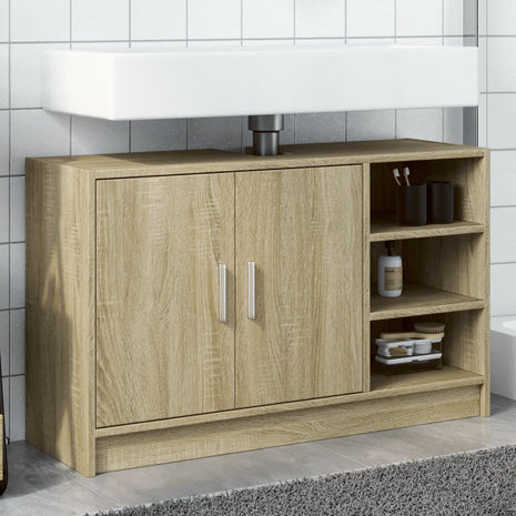 Wastafelkast 90x29x55 cm bewerkt hout sonoma eikenkleurig