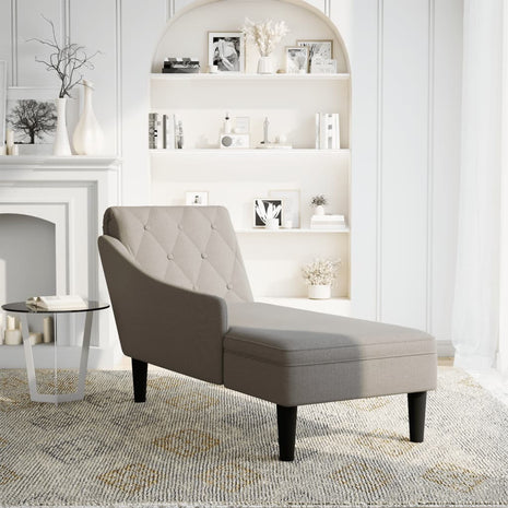 Chaise longue met kussen en rechterarmleuning stof taupe