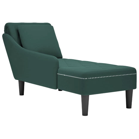 Chaise longue met kussen&rechterarmleuning fluweel donkergroen