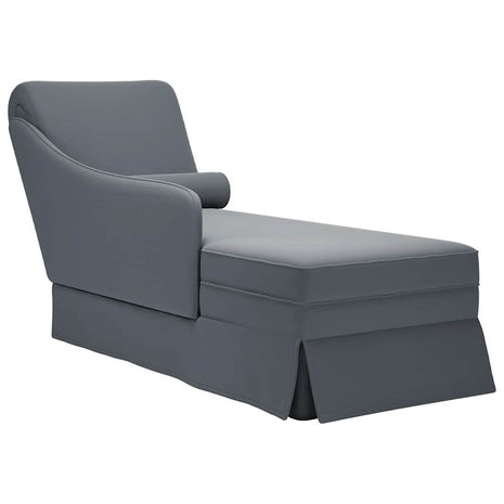 Chaise longue met bolster&rechterarmleuning fluweel donkergrijs