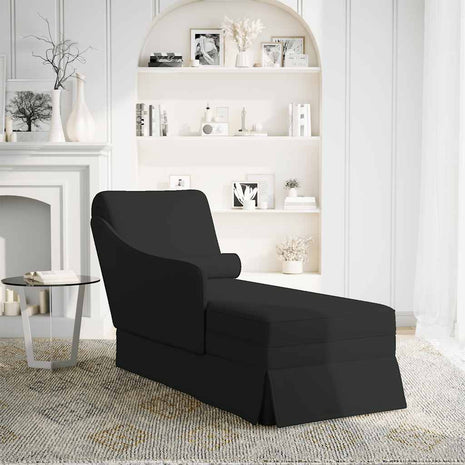 Chaise longue met bolster en rechterarmleuning fluweel zwart