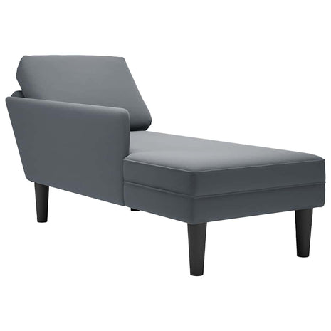 Chaise longue met kussen&rechterarmleuning fluweel donkergrijs