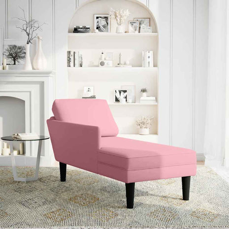 Chaise longue met kussen en rechterarmleuning fluweel roze