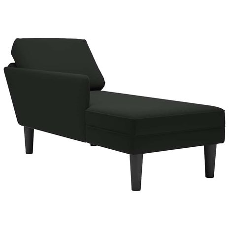 Chaise longue met kussen en rechterarmleuning fluweel zwart