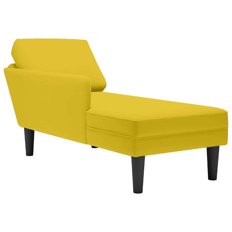 Chaise longue met kussen en rechterarmleuning fluweel geel